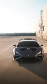 Matte Grey Lamborghini Huracán STO Front View Sports Car Wallpaper