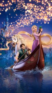 Tangled Movie Wallpaper: Rapunzel and Flynn Rider Magical Lantern Scene 4K Mobile Background