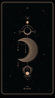 The Moon Tarot Card Major Arcana Spiritual Aesthetic High-Res Wallpaper