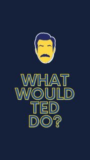 Ted Lasso Aesthetic Mobile Wallpaper: Iconic Mustache and Believe Sign High Quality Background
