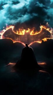 The Dark Knight 4K Mobile Wallpaper: Iconic Batman Silhouette and Gotham Skyline