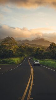 Stunning Tropical Mountain Highway Road Trip Sunset Mobile Wallpaper