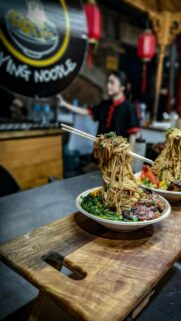Floating Flying Noodles Asian Food Art Mobile Wallpaper