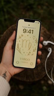 Minimalist Earthy Virgo Zodiac Symbol Aesthetic Phone Wallpaper