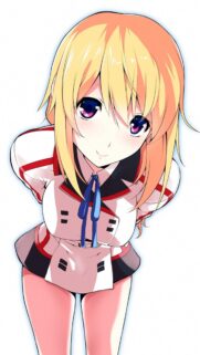 Cute Blonde Anime Girl in Tactical School Uniform High Resolution Wallpaper