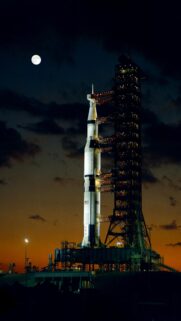 Saturn V Rocket Moonlit Night Launchpad Mobile Wallpaper High Resolution