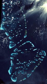 Breathtaking Satellite View of Tropical Atolls in the Maldives Wallpaper