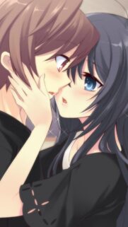 Romantic Anime Couple Close Up Portrait Wallpaper for Mobile