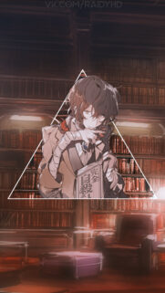 Osamu Dazai Anime Aesthetic Wallpaper from Bungo Stray Dogs in Library Setting