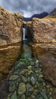 Breathtaking Mountain Waterfall and Crystal Clear Creek Mobile Wallpaper