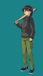 Cool Anime Girl Holding Baseball Bat Illustration Mobile Wallpaper