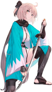 Beautiful Anime Swordswoman Wallpaper with Turquoise Haori and Katana