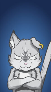 Angry Gray Anime Cat Character Digital Art Mobile Wallpaper
