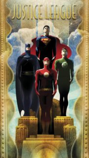 Vintage Art Deco Justice League Poster Mobile Wallpaper