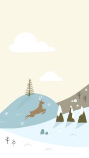 Minimalist Winter Deer in Snowy Landscape Mobile Wallpaper