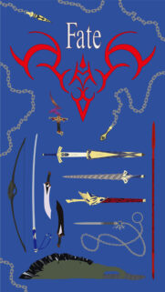 Fate Series Iconic Weapons Minimalist Blue Wallpaper for Mobile