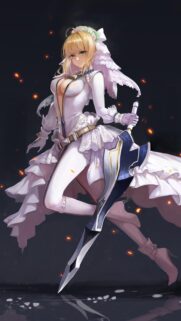 Nero Bride Saber Fate Series Anime Girl HD Mobile Wallpaper