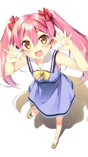 Cute Anime Girl with Pink Twin Tails in Blue Sailor Dress High Quality Wallpaper