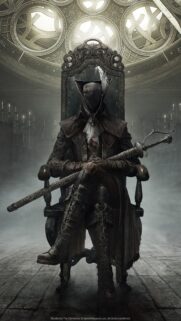 Bloodborne Hunter Sitting on Throne Dark Fantasy Mobile Wallpaper