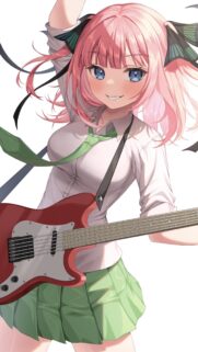 Nino Nakano Playing Electric Guitar Anime Wallpaper 4K