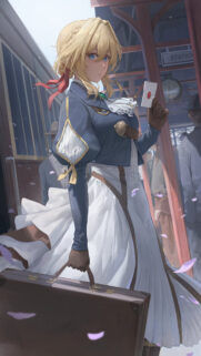 Violet Evergarden at the Train Station Anime High Definition Wallpaper