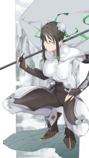 Anime Warrior Girl With Flag Aesthetic High Resolution Mobile Wallpaper