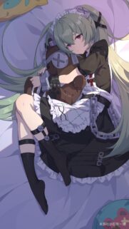 Cute Anime Girl with Teddy Bear in Maid Outfit High Quality Wallpaper
