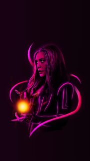 Scarlet Witch Neon Magic Aura Dark Aesthetic Mobile Wallpaper