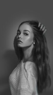 Stunning Black and White Portrait of a Beautiful Young Woman Mobile Wallpaper