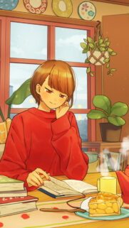 Cozy Anime Girl Reading by the Window Aesthetic Phone Wallpaper