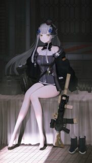 Anime Tactical Girl with Assault Rifle High Definition Mobile Wallpaper