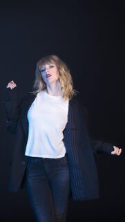 Taylor Swift Stylish Portrait in Black Blazer Mobile Wallpaper