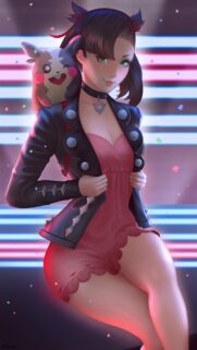 Marnie and Morpeko Pokemon Fan Art Digital Wallpaper for Mobile