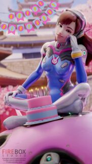 Happy Birthday D.Va Overwatch Mobile Wallpaper with Birthday Cake