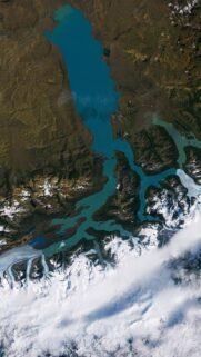 Breathtaking Satellite View of Patagonian Glaciers and Blue Lakes Mobile Wallpaper