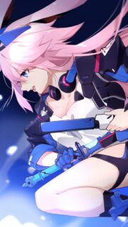Anime Girl Warrior with Blue Katana Cyberpunk Wallpaper HD