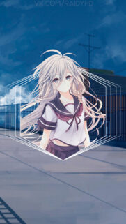 Beautiful Anime Girl with White Hair in Sailor Uniform Aesthetic Wallpaper