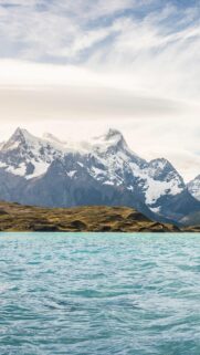 Breathtaking Patagonia Mountains and Turquoise Lake Scenic Mobile Wallpaper