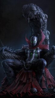 Spawn Sitting on Throne of Skulls Dark Superhero 4K Mobile Wallpaper