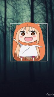 Cute Umaru Doma Chibi Wallpaper in Dark Forest Setting for Mobile