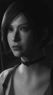 Ada Wong Resident Evil Black and White Portrait Mobile Wallpaper