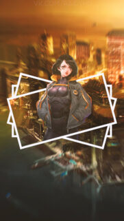 Cyberpunk Girl in Futuristic Cityscape Aesthetic Mobile Wallpaper