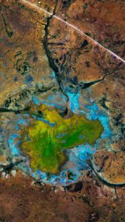 Stunning Satellite View of Earth Vibrant Desert Oasis Mobile Wallpaper
