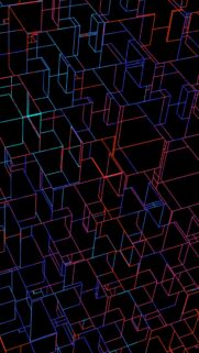 Abstract Neon Wireframe 3D Cube Pattern Mobile Wallpaper
