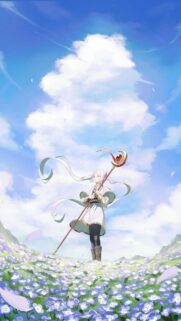 Frieren Beyond Journeys End Elf Mage Standing in a Flower Field Wallpaper