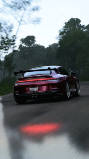 Red Porsche 911 GT3 Racing in Rain Forza Horizon 5 Mobile Wallpaper