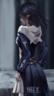 Stunning Anime Elf Girl Digital Art Wallpaper in Dark Aesthetic Style