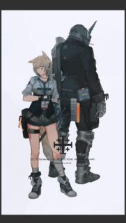 Anime Tactical Girl and Armored Soldier Wallpaper 4K