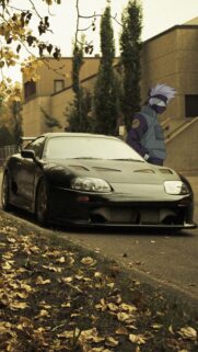 Kakashi Hatake with Black Toyota Supra JDM Aesthetic Wallpaper