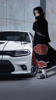 Itachi Uchiha with SRT Dodge Charger Wallpaper for Mobile